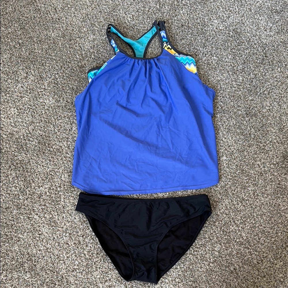 Blue and Black Tankini Set size L